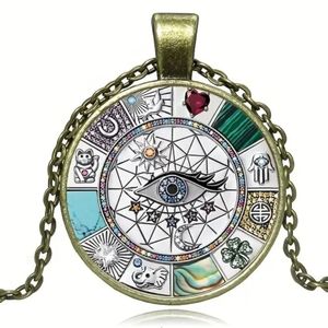 Eye Round Pendant Necklace, Charm Jewelry Watchful Eye Necklace
